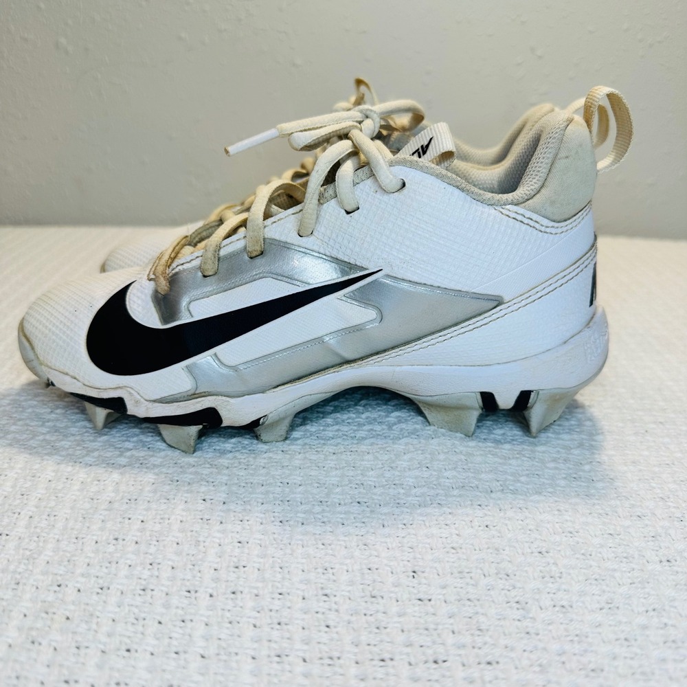 Nike Kids Alpha Huarache Fastflex Baseball Cleats White Silver Sports Youth 3‎